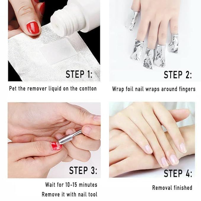 200Pcs Nail Polish Remover Gel Nail Foil Wraps Aluminium Soak Off Foils Cotton Pads Gel Nail Polish Wraps Removal Tool Finger Nail Polish Remover with Lint-Free Lager Cotton Pad