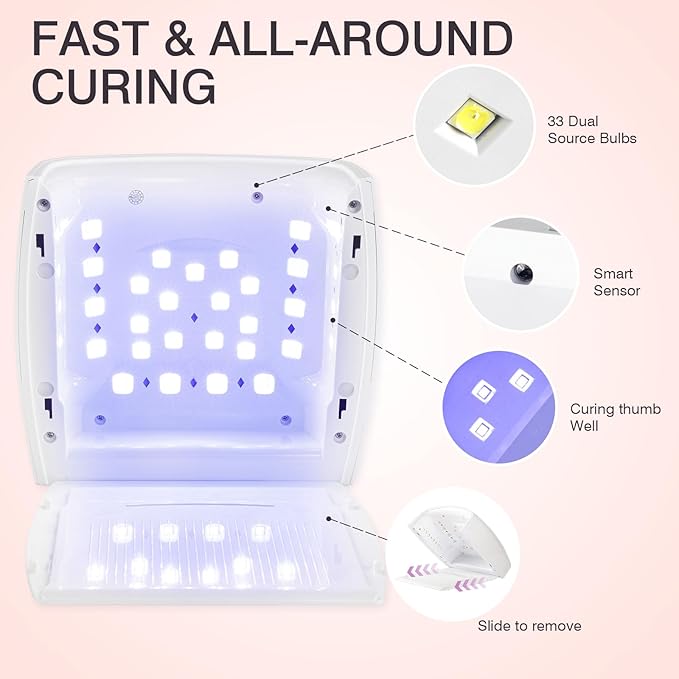 Cordless UV LED Nail Lamp, 66W Rechargeable Gel Nail lamp, Cordless UV Light for Gel Nails with Handle Auto Sensor & 5 Timer for Home & Salon (Pink)