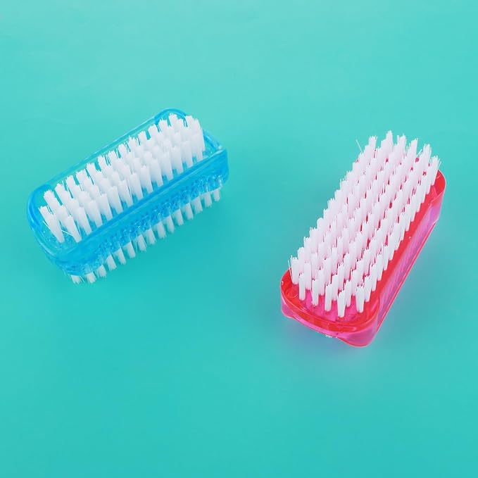 Nail Cleaning Brushes, Double Sided Nail Clean Up Brush with Nylon Stiff Bristles Fingernail Brush for Cleaning Cuticles Fingernails Toes Nail Hand Scrub Brush for Men Women, 2 Pcs(Red, Blue)