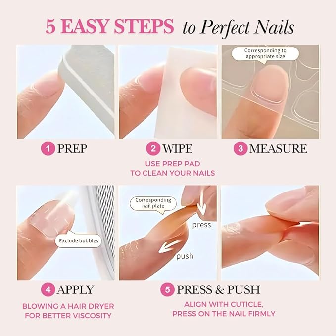 Perfect Look Press On Nails - Black Mirror | No Glue One-Day Short Square Nails, Glossy Jet Black Fake Nails with Gloss Finish - 24 Pcs Nail Kit with Adhesive Tabs