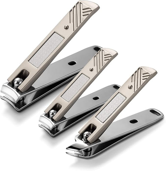 BEZOX Nail Clipper, 3PCS Set Fingernail Clippers – 2 Curved Blades and 1 Slant Cutting Edge Toenail Cutter Nail Trimmer
