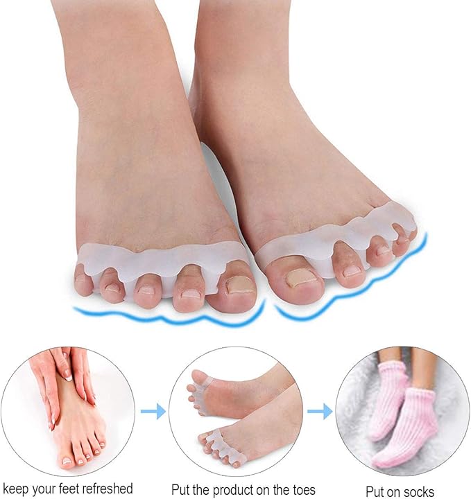 Silicone Toe Separators for Women & Men, Soft Toe Stretchers Separators Straighteners, to Correct Toes Bunion Relief Hammer Toe Plantar Fasciitis Overlapping Toes Toe Spacers Toe Foot Pain Relief