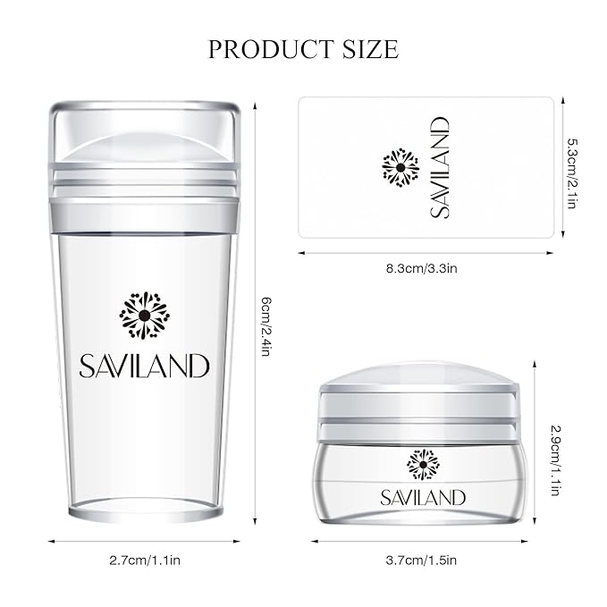 Saviland French Tip Nail Stamp: 8PCS Clear Silicone Nail Stamping Nail Art Stamper Kit, 2+2PCS Long & Short Jelly Stamper with Scrapers Nail Stamper Kit for French Manicure Home DIY Nail Salon