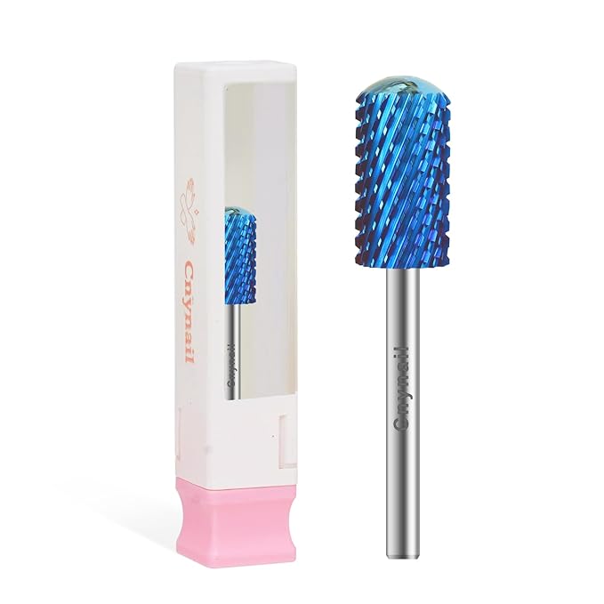 3/32" Large Barrel Smooth Round Top Tungsten Carbide Nail Drill Bit Safety Bit for Gel & Acrylic Removal, 2-Way Rotating Efile Tip, Salon Electric File Accessory (XC Grit, Blue)