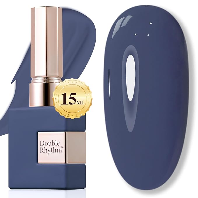 Double Rhythm 15ML Gel Nail Polish Pure Sheer Same Color Same Bottle Soak Off Gel Polish Art Manicure Salon DIY at Home for Women (Deep Blue Gray-A1465)