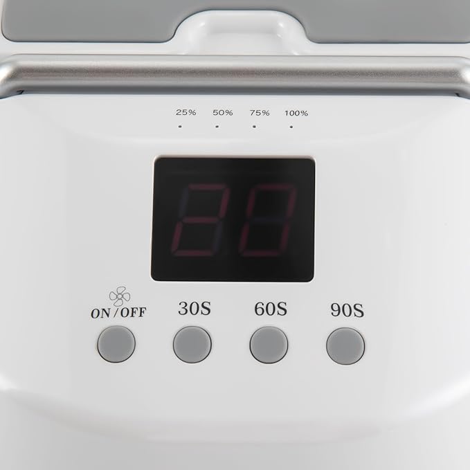 3 Timers Cordless Nail Lamp with Cooling Fan & Portable Handle LCD Display Professional Quick Dry Gel Polish Curing Lamp 72W Rechargeable Light Cures All Gels 24 Beads for Salon, Home (White)