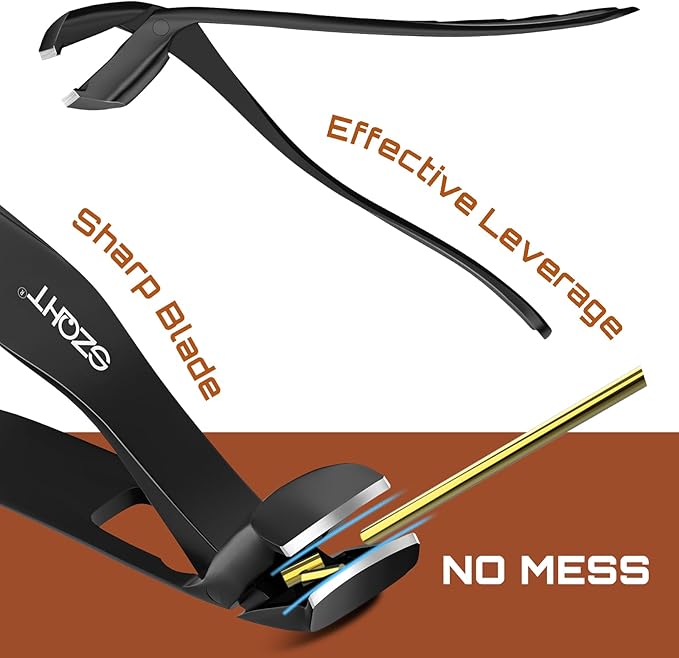 Toenail Clippers for Seniors Thick Toenails, Upgrade Angled Head Large Toe Nail Clippers for Men with Wide Jaw Opening, Sharp Heavy Duty Fingernail Clipper Cutter with Catcher Long Handle -Black