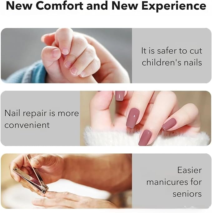 Easyclip Smart Nail Clipper,Fanyil 3 in 1 Easy Clip Electric Nail Clippers for Seniors,Designed for Extra Hard/Thick Hands Feet Nails,Polishing Clipper with Light (7-14 Day delivery)