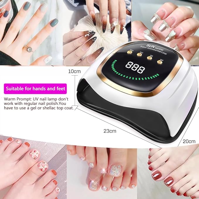 Upgraded red Light Treatment Gel Nail Light 72 LED Nail Light, 4 Timer Settings, one Button Start and Breathing Light Design, Hand and Foot use, Suitable for Fast Curing Anti Blackhand, Large LCD