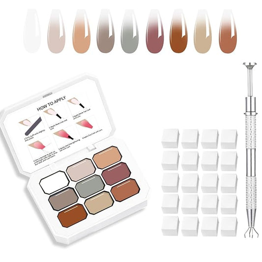 Ombre Gel Nail Polish Nail Sponges for Ombre 9 Series Colorful Blush Effect Gradient Painting Gel for Ombre Nails Multistyle French Manicure Nail Art DIY Home (A2)