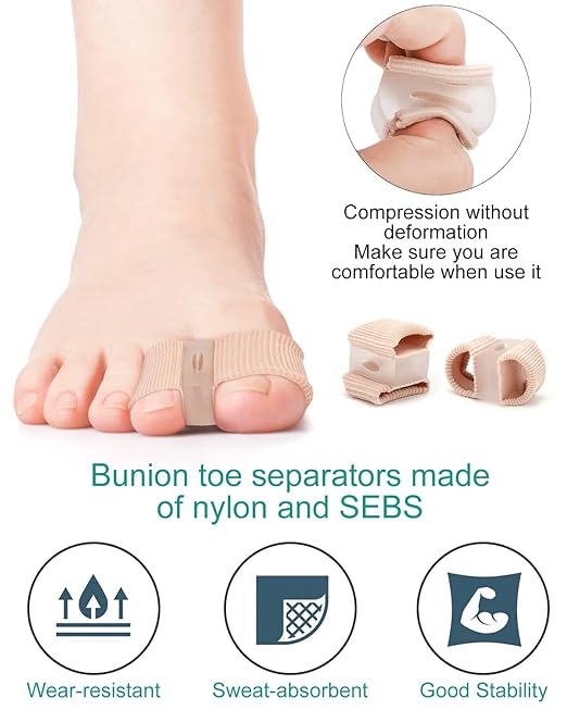 12Pcs Toe Separators Bunion Corrector for Women Men, Gel Big Toe Spacers with 2 Loops for Feet, Hammer Toe Straightener, Elasticity and Soft (6Nylon+6Gel)