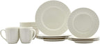 Tabletops Gallery Embossed Bone White Porcelain Round Dinnerware Collection- - Image 3