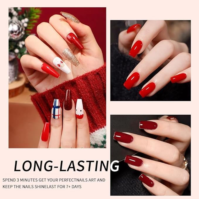 JR 9pcs 15ml Deep Red Burgundy Gel Polish Set Crimson Soak Off Polish Dark Cherry Gel Polish For Nail Salon Gift Red
