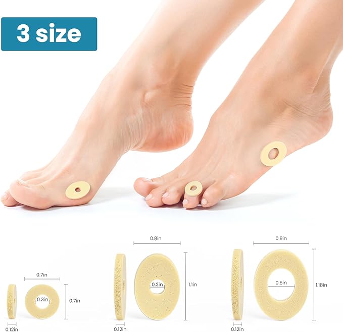 Corn Cushions for Toes and Feet - Callus Cushions to Protect Sore Spots with Foam Padding - Self-Stick Adhesive Pads - Relief Pain, Pressure and Friction from Shoes (Multi-Size, 90 Count)
