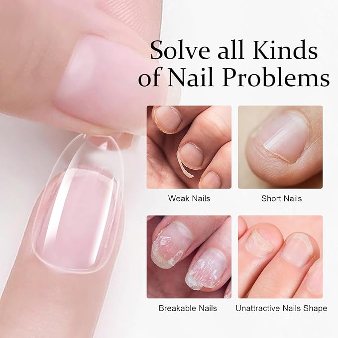 Major Dijit Gel Nail Kit - Beginner Set With Drill, 0.5oz 4-in-1 Glue, 500PCS Short Almond Tips, Clipper, UV Lamp for Extension & Art (Short Almond)