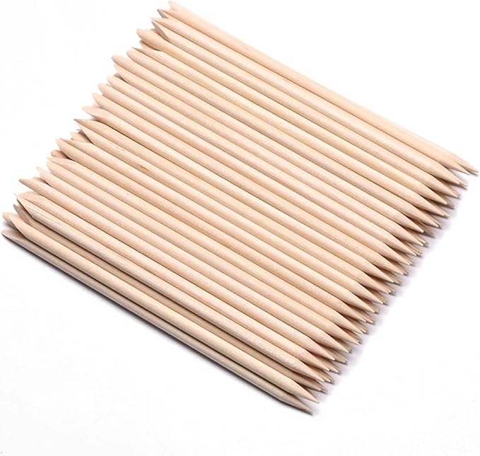 110 PCS Orange Wood Nail Sticks & Professional Double Sided 100/180 Grit Nail Files Emery Board Black Manicure Pedicure Tool
