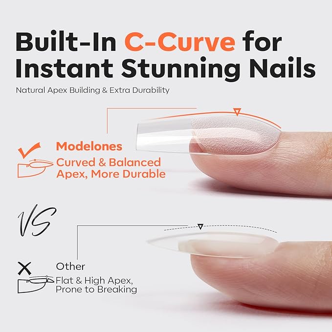 modelones Gel Nail Kit Square, 15Sizes False Nail Tips Instant Apex Solid Glue & Mini LED Light, Medium Square Pre-Building Strong Thick Acrylic Press on Tips U/V Lamp Extension Kit Women Gift 240Pcs