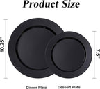 BESTSTAR 100PCS Black Plastic Plates Set | 50 10.25 inch Dinner Plates and 50 - Image 2