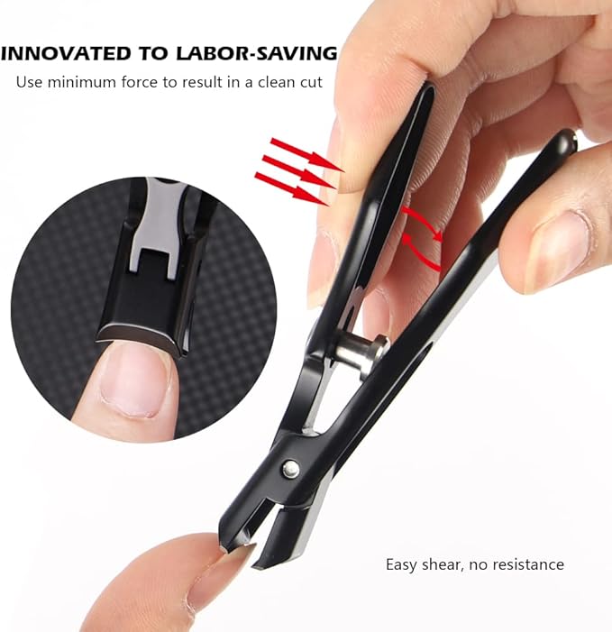 KEENSUN Nail Clippers, 16mm Wide Jaw Opening Ultra Sharp Nail Clippers for Cutting Thick Nails Extra Large Toenail & Fingernails Clippers with Safety Lock and Nail File for eniors, Men, Adult (Black)