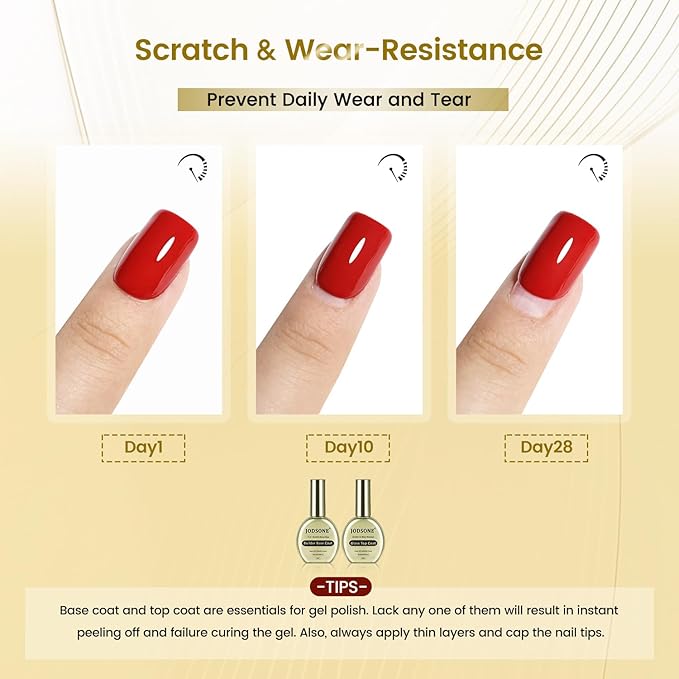 JODSONE Top Coat & Base Coat Gel Polish,2Pcs 16.5ml No Wipe Base Coat and Top Coat Set for Long Lasting Need U V Lamp Cured at Home DIY Nail Salon Girl Gift