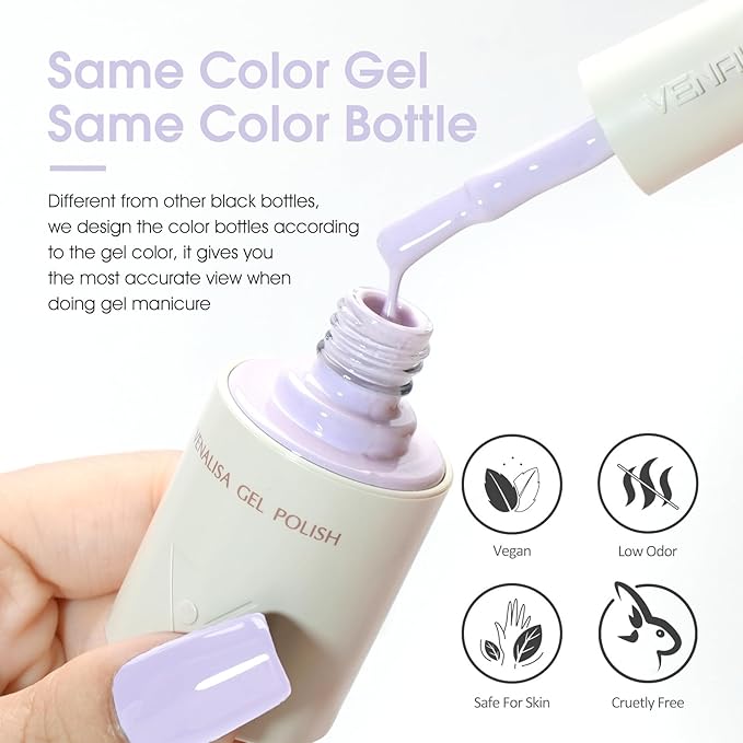 VENALISA Purple Gel Nail Polish 1 Pcs 10ML Pastel Purple Gel Polish Soak Off Salon Manicure DIY at Home Nail Art For Girls Women