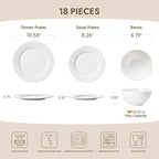 18Pc Textured White Bone China Set Service - Image 2