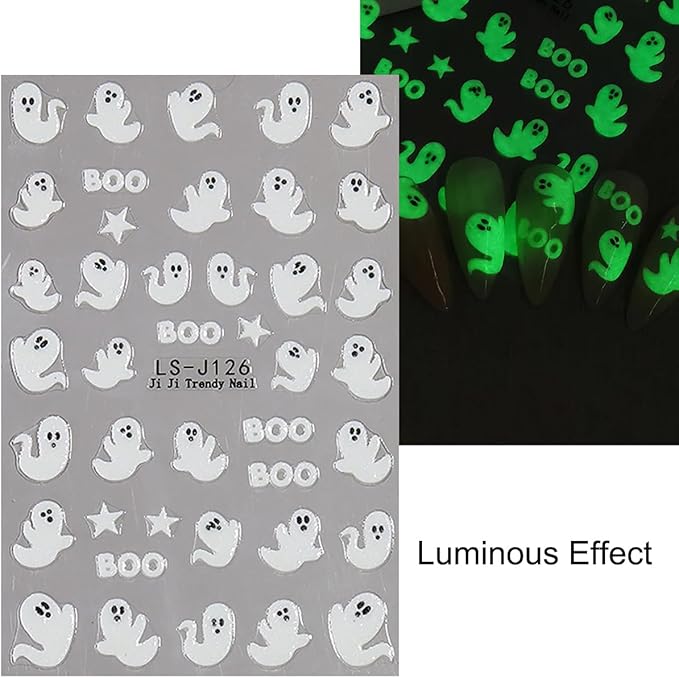Spider Ghost Bat Spider Web Nail Art Stickers Decals 3D Self-Adhesive Glitter Halloween Nail Sticker Holiday Design Nail Decoration Supplies Charms for Women Acrylic DIY Nail Art Manicure 8 Sheets
