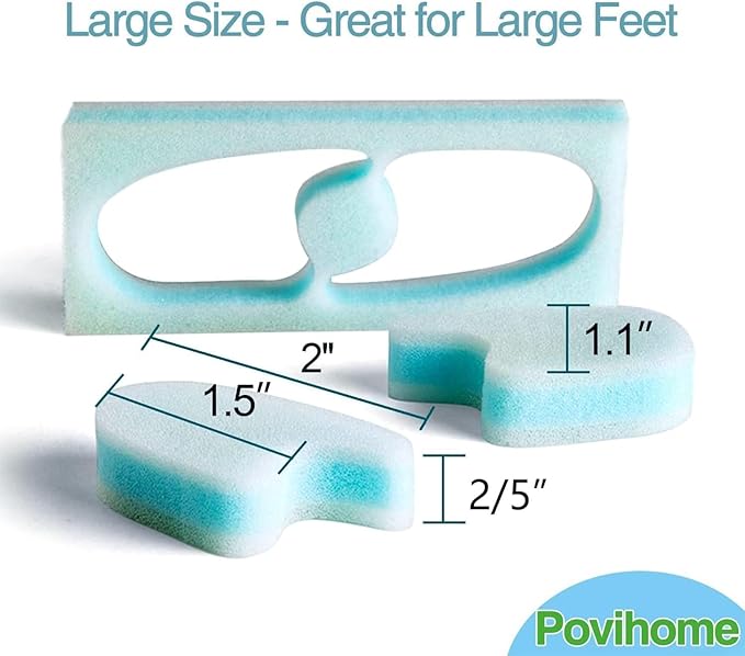 Povihome 20 Pack Foam Toe Spacers(2/5" Thick), 3-Layer Toe Separators - Large Size - to Align Crooked, Overlapping Toe, Relieve Corn, Blister and Reduce Irritation
