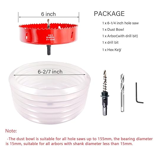 Hole Saw Dust Collector - 2PCS Set, Dust Bowl for All Saws up to 155mm
