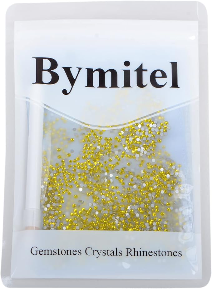 2880PCS Art Nail Rhinestones Non Hotfix Glue Fix Round Crystals Glass Flatback for DIY Jewelry Making with one Picking Pen (ss6 2880pcs, Citrine)