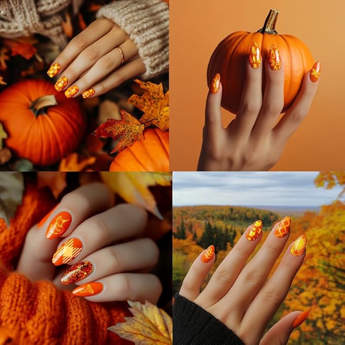 PH PandaHall 5pcs Fall Theme Nail Stamp Plates 126 Patterns Pumpkin Maple Nails Art Plate Stainless Steel Nail Template for Autumn Thanksgiving Day Nails Art Design 4.7x2.4 inches