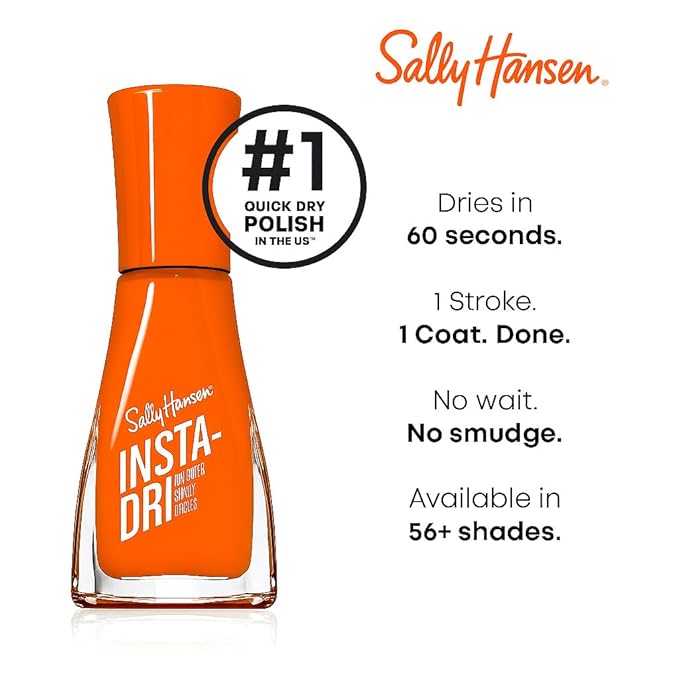 Sally Hansen Insta-Dri Reese's Nail Polish | Quick Dry, Long Lasting, Streak-Free Shine | Opaque, Shimmery | 737 REESE’S Candy + 738 REESE’S Rep | Burnt Orange & Bright Yellow Nail Color Duo