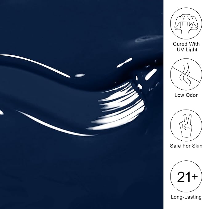 Imtiti Blue Gel Nail Polish, Haze Blue Gel Polish High Gloss Soak Off UV LED Nail Gel Polish Autumn Winter Gel Polish Nail Art Manicure Salon DIY Design Gel Nail Kit 10ML