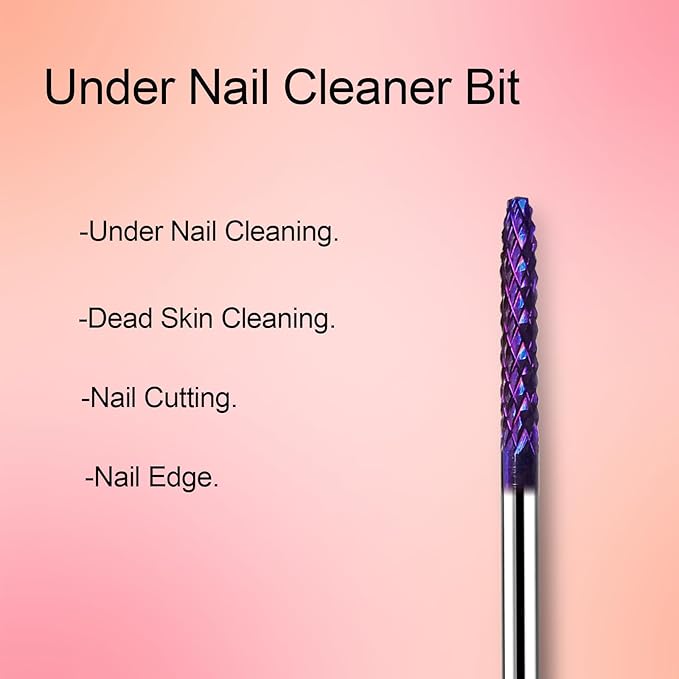 Nail Drill Bits, CORFULRA 5 in 1 Nail Drill Bit Tornado Nail Drill Bit Tungsten Carbide Cuticle Bit, Professional 3pcs Drill Bits for Nails,Acrylic Gel Remover,Under Nail Cleaner Callus Clean, Purple