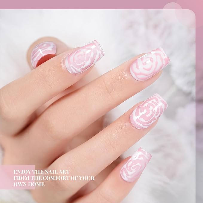 RARJSM Nail Art Poke Gel Nail Polish Set 6pcs Cracked Hole Clear Black White Pink Blue Yellow Poke Crackle Comic Grid Textures Effect Painted Drawing Wave Gelpolish Curing Need Home Salon DIY Design