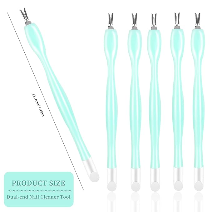 50Pcs Nail Cuticle Trimmer Rubber Nail Cleaner, Plastic Handle Cuticle Knife, Double End Nail Dead Skin Fork Cuticle Pusher Bulk Nail Art Cuticle Remover Tools for Girls Women and Men-Green…