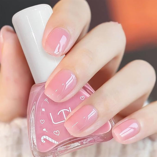 COSMOO 12ml Jelly Pink Nail Polish, Girl's Pink Long-Lasting Quick Dry Nail Lacquer for Nail Art Varnish, 0.41 fl oz