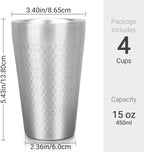 Beasea Stainless Steel Cups 15 oz, 4 Pack Large Stackable Stainless Steel - Image 2