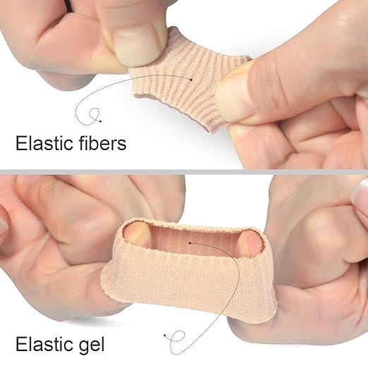 Cuttable Toe Tubes Sleeves 5 Pack, Made of Elastic Fabric Lined with Silicone Gel. Toes Sleeve Protectors Relief Toe Pressure Pain, Corn and Calluses Remover