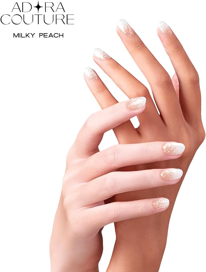 Semi Cured Gel Nail Strips with 30 Pieces - Salon Quality Manicure Kit for Women Easy Application Wraps Includes Prep Pads Nail File Wooden Stick, UV Light Required (Milky Peach)