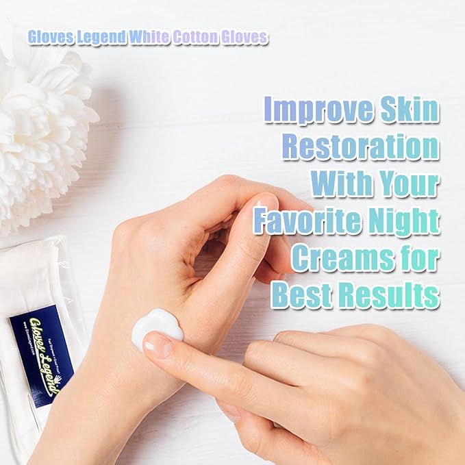 3 Pairs - Women Size Small - Gloves Legend White Cotton Moisturizing Gloves for Dry Hands Eczema Sleeping Nighttime Care