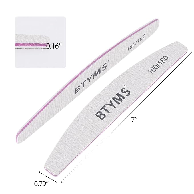 BTYMS 50 Pcs 100/180 Grit Nail Files - Double Sided Emery Boards for Acrylic, Gel & Natural Nails