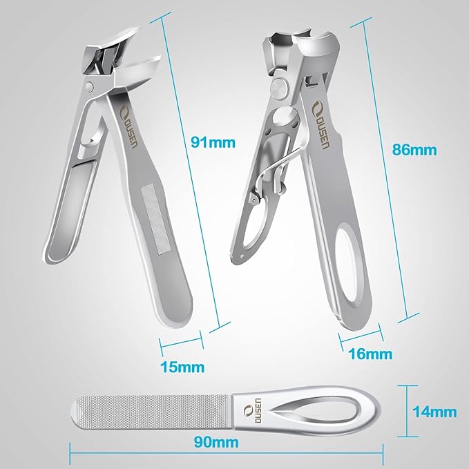 Toenail Clippers for Seniors Thick Nails, Angled Head Ingrown Toe Nail Clippers with Slanted Curved Blade, No Splash Nail Clippers for Men & Women Fingernail, Professional German Nail Cutter Wide Jaw