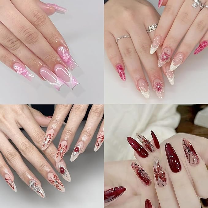6Sheets Flower Nails Art Stickers Pink Cherry Blossom Nail Decals Butterfly Rose Nail Stickers Spring Summer Floral Design Sticker Cute Lily Flowers Nails Supplies Decorations for Women DIY Manicure