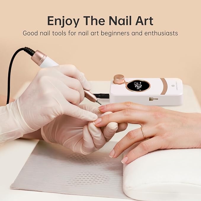 Electric Nail Drill,40000RPM Cordless Nail File Diamond with 12 Drill Bits for Acrylic Nails Gel Polishing,E File Nail Kit Machine for Manicure Salon Home (Pink Diamond)