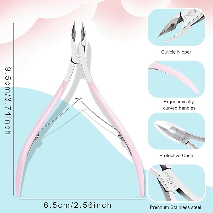 NXJ INFILILA Cuticle Trimmer, Cuticle Clippers for Women Stainless Steel Cuticle Cutter Extremely Sharp Full Jaw Cuticle Nippers Gift for Professional Nail Salon and Home Use