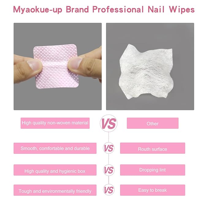 800 PCS Lint Free Nail Wipes Eyelash Extension Glue Wipes Absorbent Soft Super Non-Woven Fabric Lash Glue Wipes Nail Polish Remover Wipes for Lash Extension Supplies（Pink