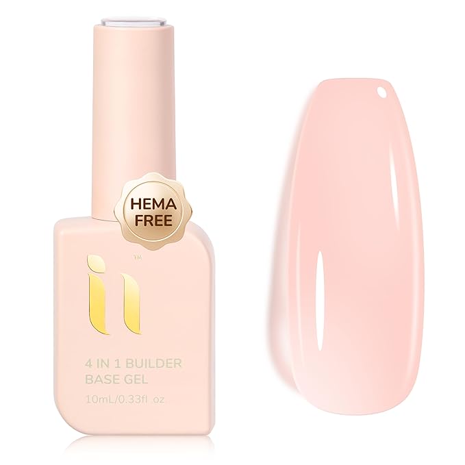 Hema Free Builder Base Gel Nail Polish, Clear Pink, for Nail Repair Gel Last Long Builder Nail Strengthener, Home Manicure