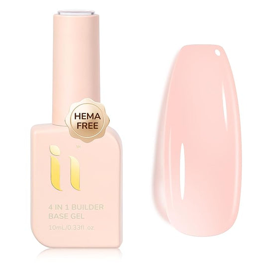 Hema Free Builder Base Gel Nail Polish, Clear Pink, for Nail Repair Gel Last Long Builder Nail Strengthener, Home Manicure