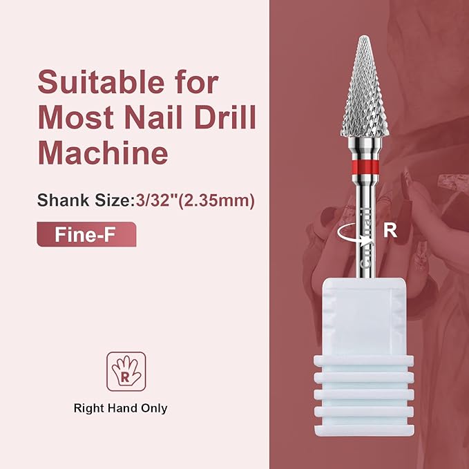 3/32" 2PCS Clean Umberllas Bits Fine Grit Carbide Cuticle Cleaner Bit for Electric Nail Drills – Professional Manicure Tool for Nail Salons and Home Use (F Grit. Silver)